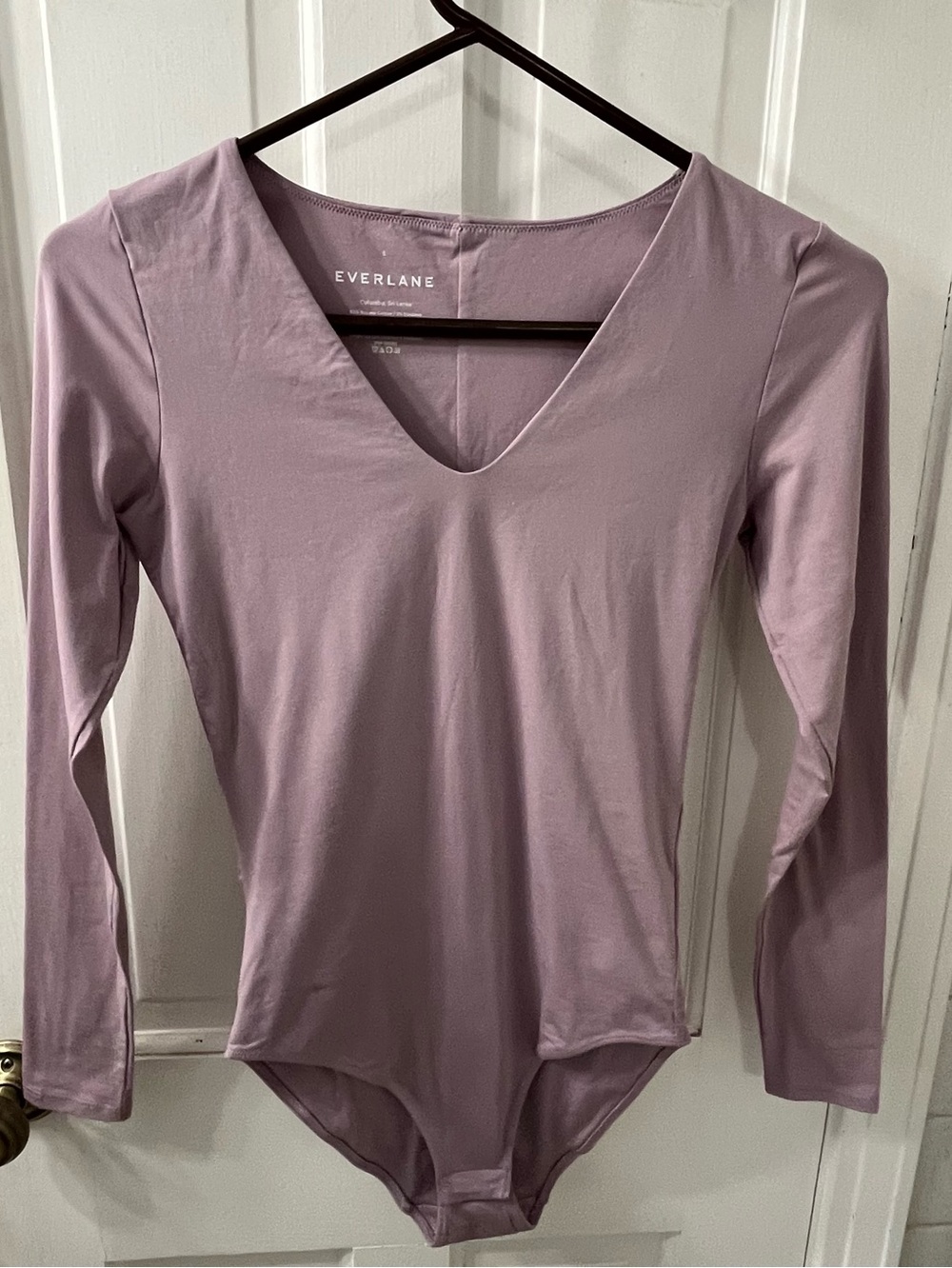 Everlane The Long-Sleeve V-Neck Bodysuit Dusty Lavender Size S NWOT
